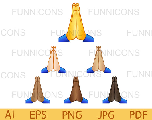 Folded Hand Emoji Set of Various Skin Tones