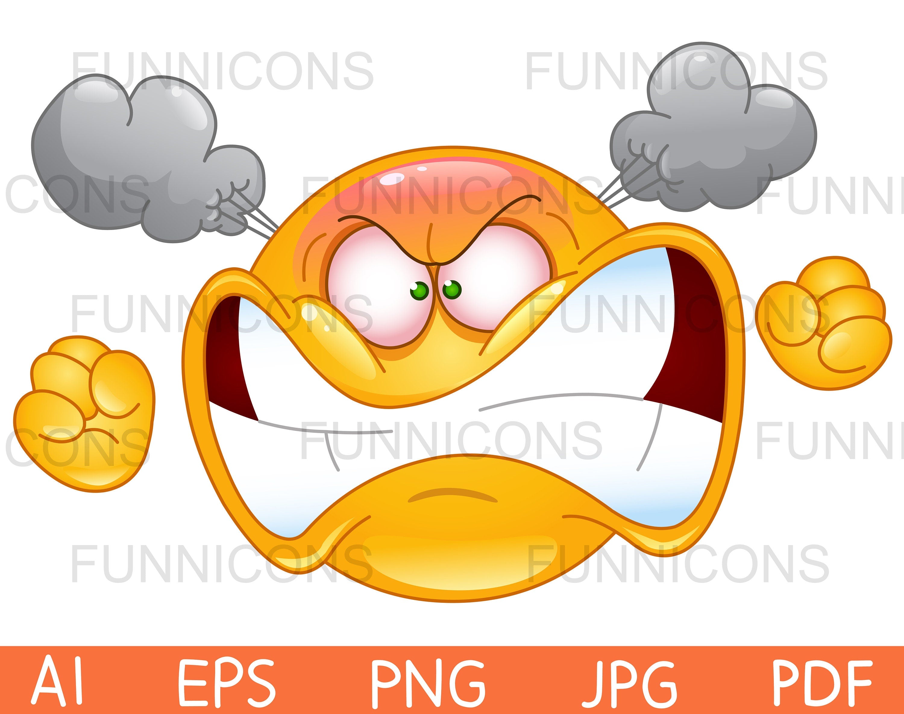 angry face emoticon with steam