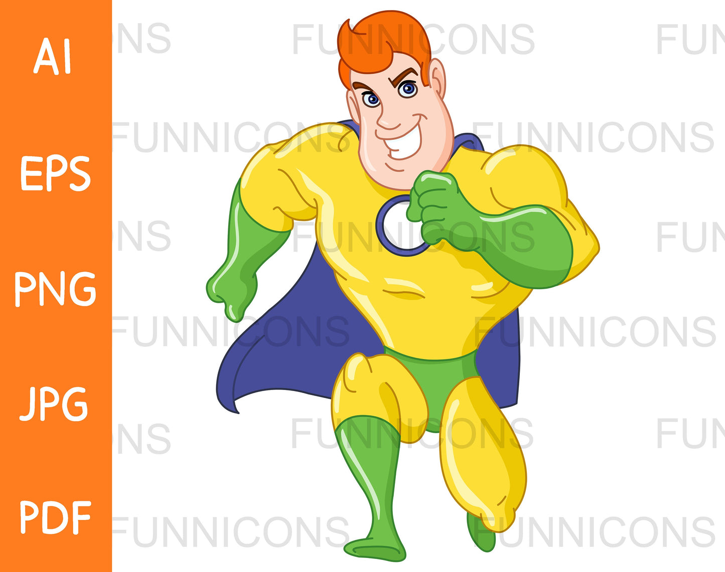 Happy Superhero Running Forward