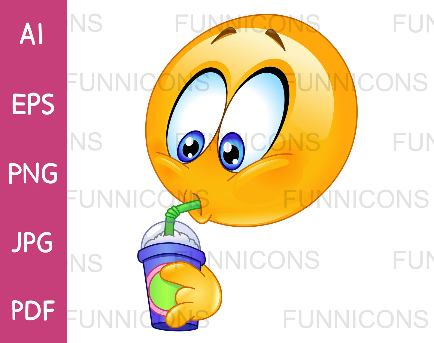 Emoji Drinking a Fountain Soda or Slushy