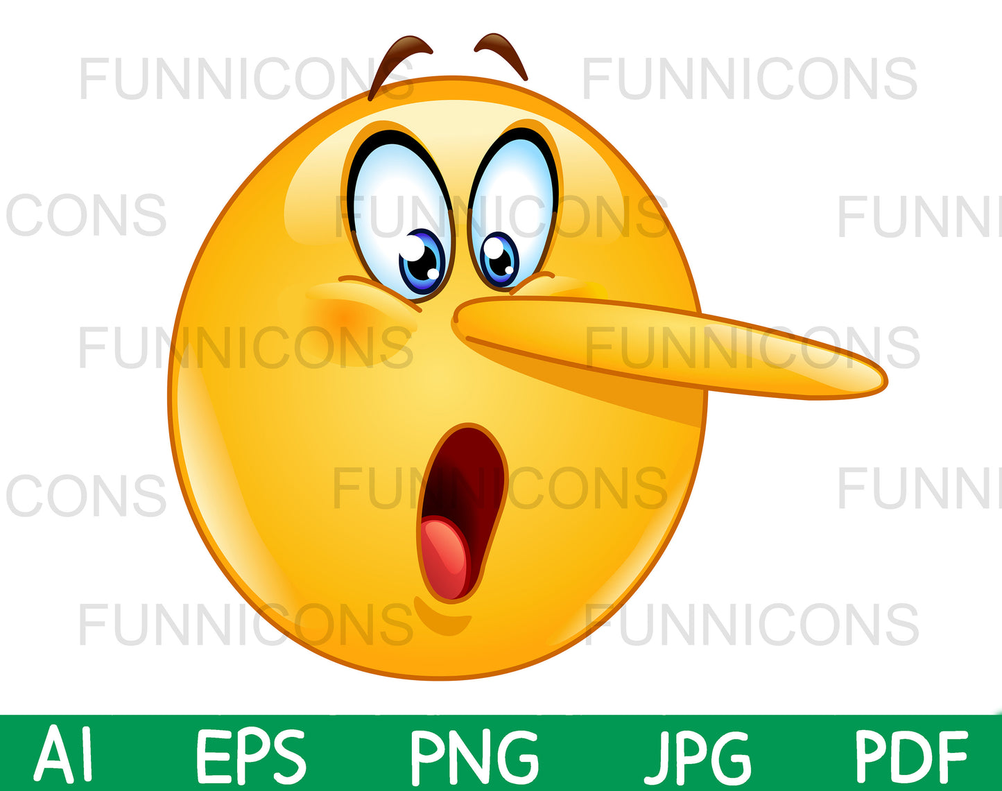 Lying Face Emoji with Long Growing Nose Indicating the Telling of a Lie