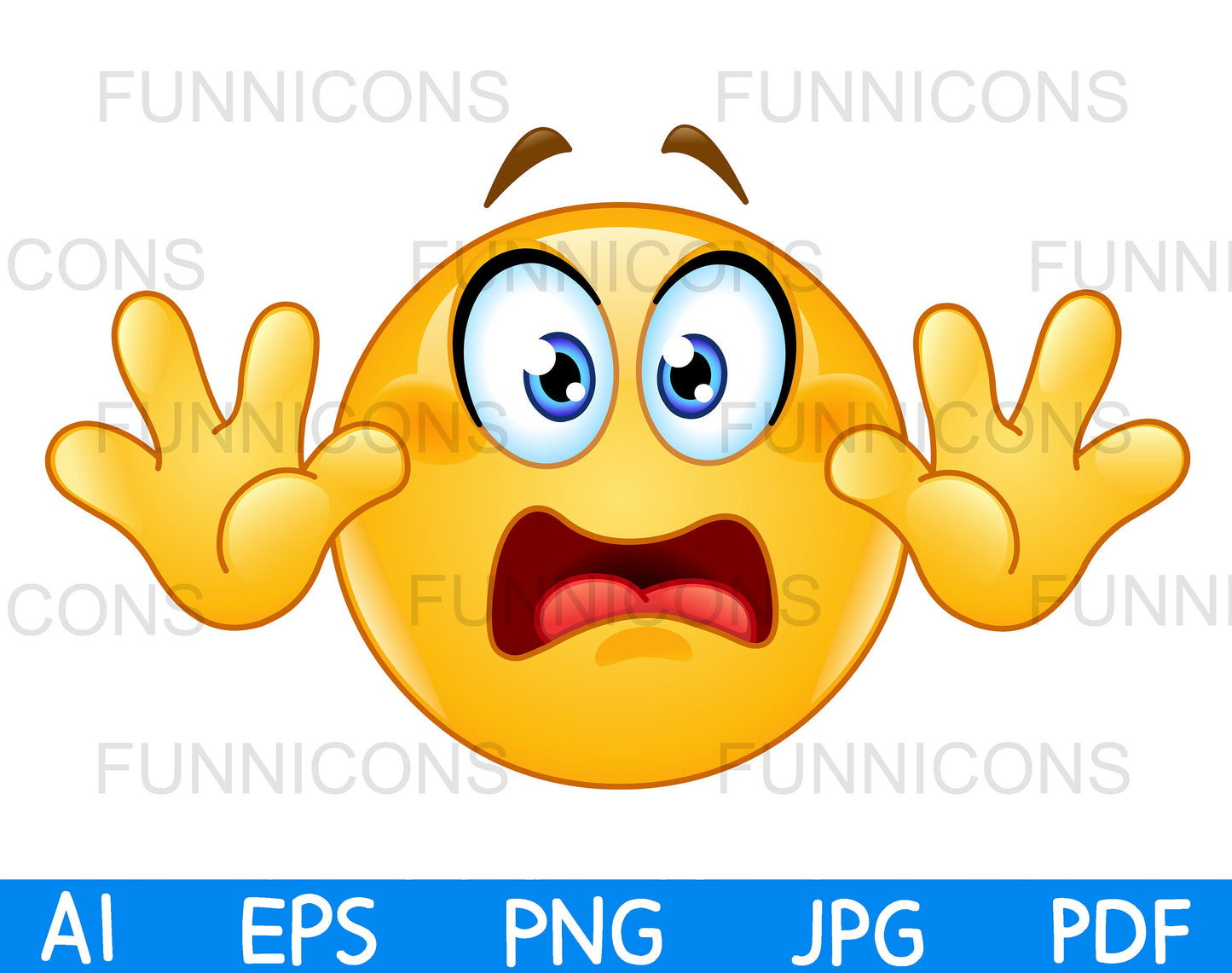 Scared or Panicked Emoji with Hands Up, Showing a "Don’t Shoot," "Surrender," or "Stop" Gesture