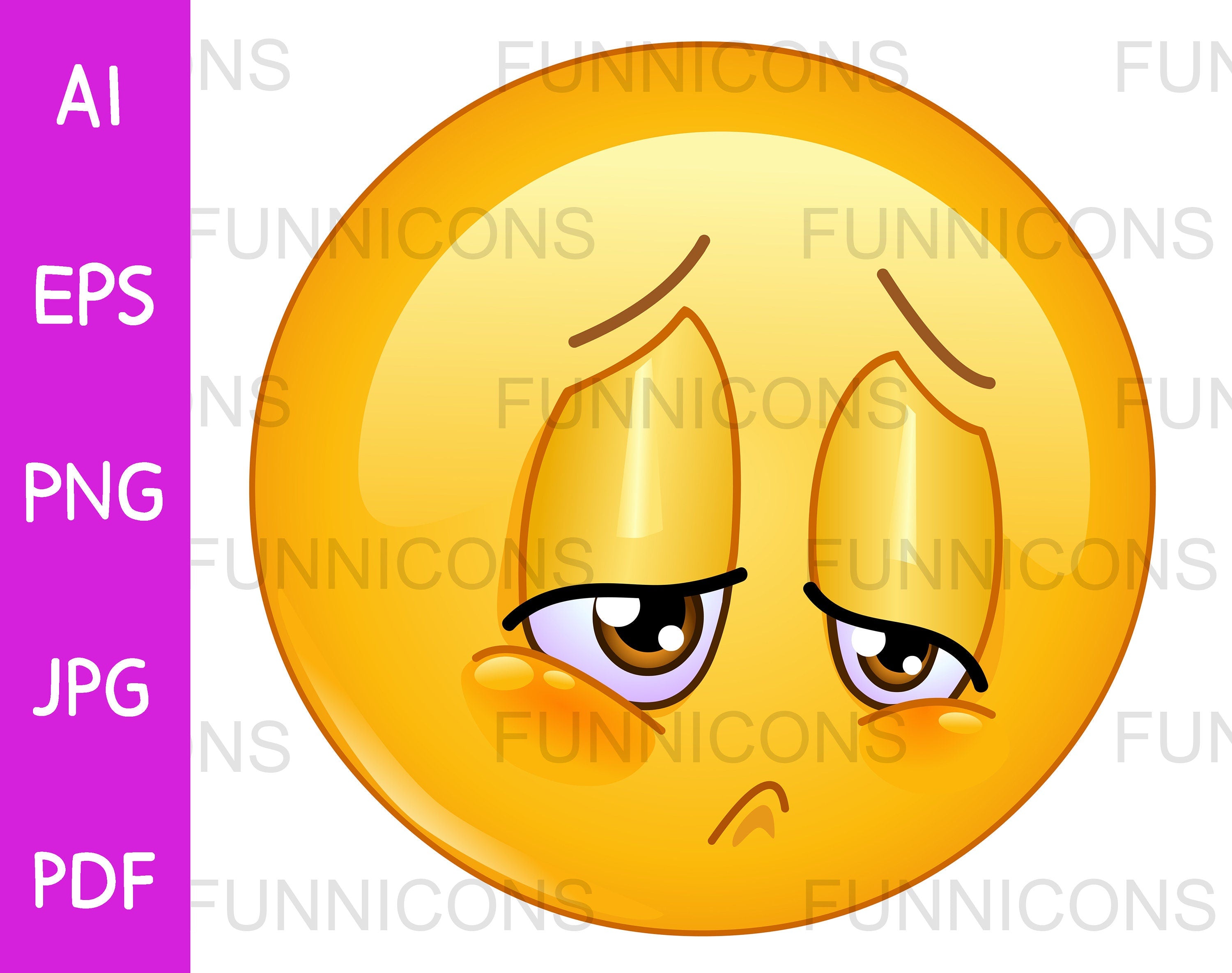 Sad and Sorrow Emoji, Vector clipart stock cartoon image.