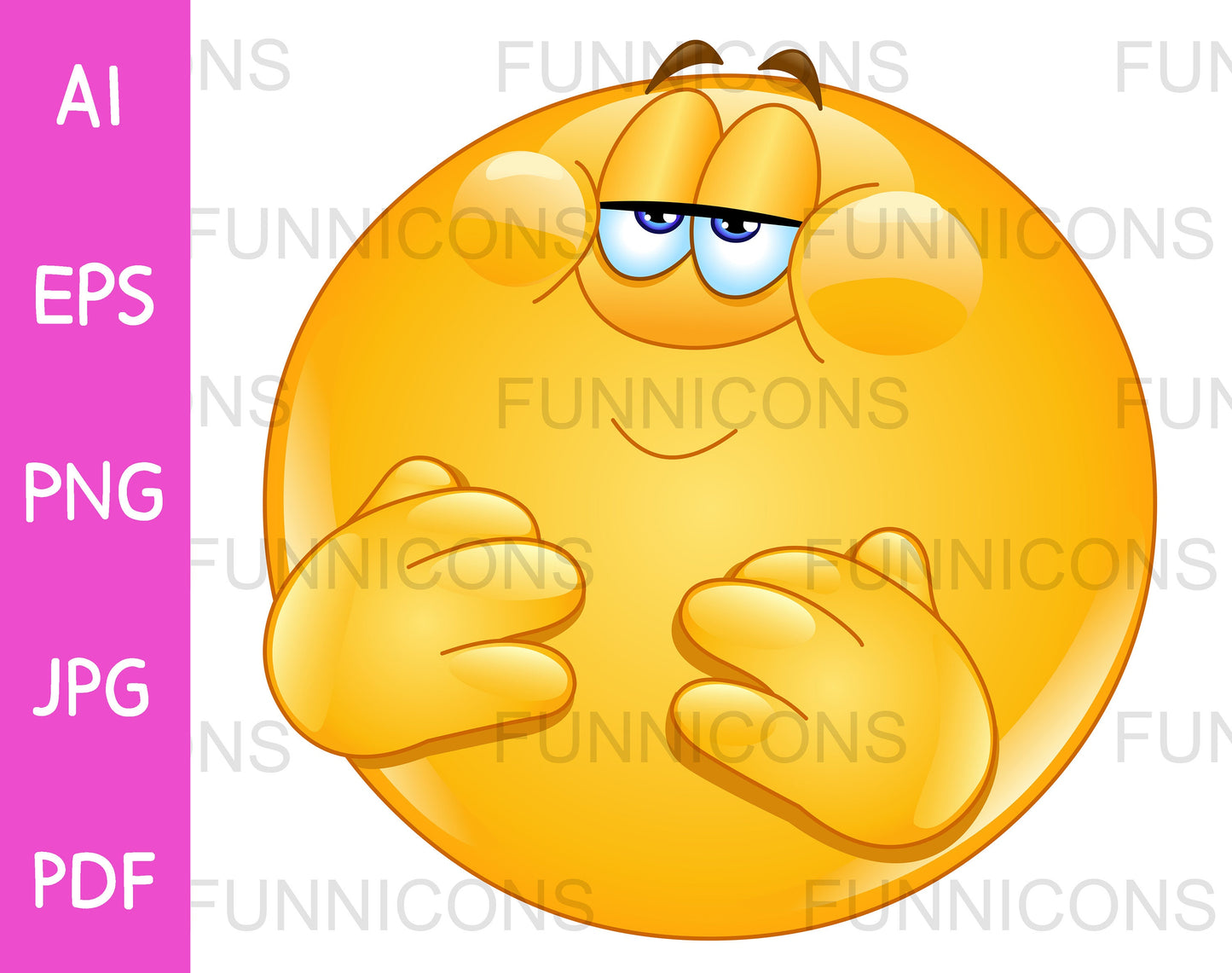 Chubby Smiling Emoji Rubbing his Belly, Full after Eating Food