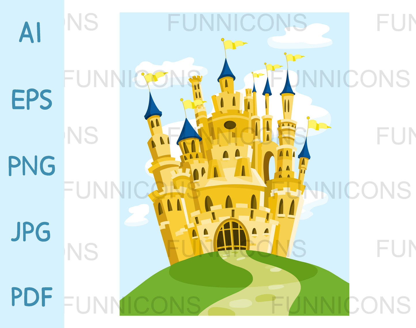 Background of a Magic Yellow Castle on a Hill