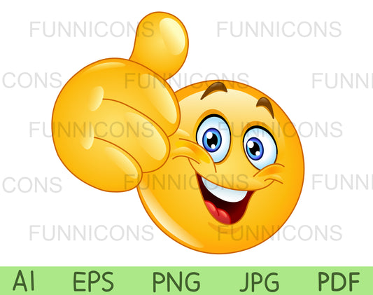 Happy Emoji Showing Thumb up, Like Gesture