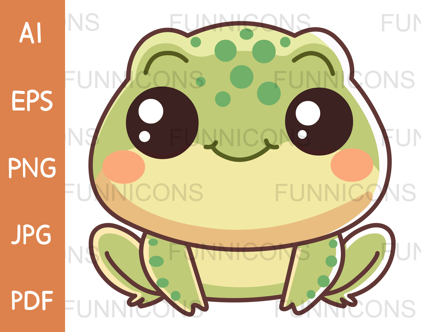 Baby Frog Smiling in a Kawaii Style