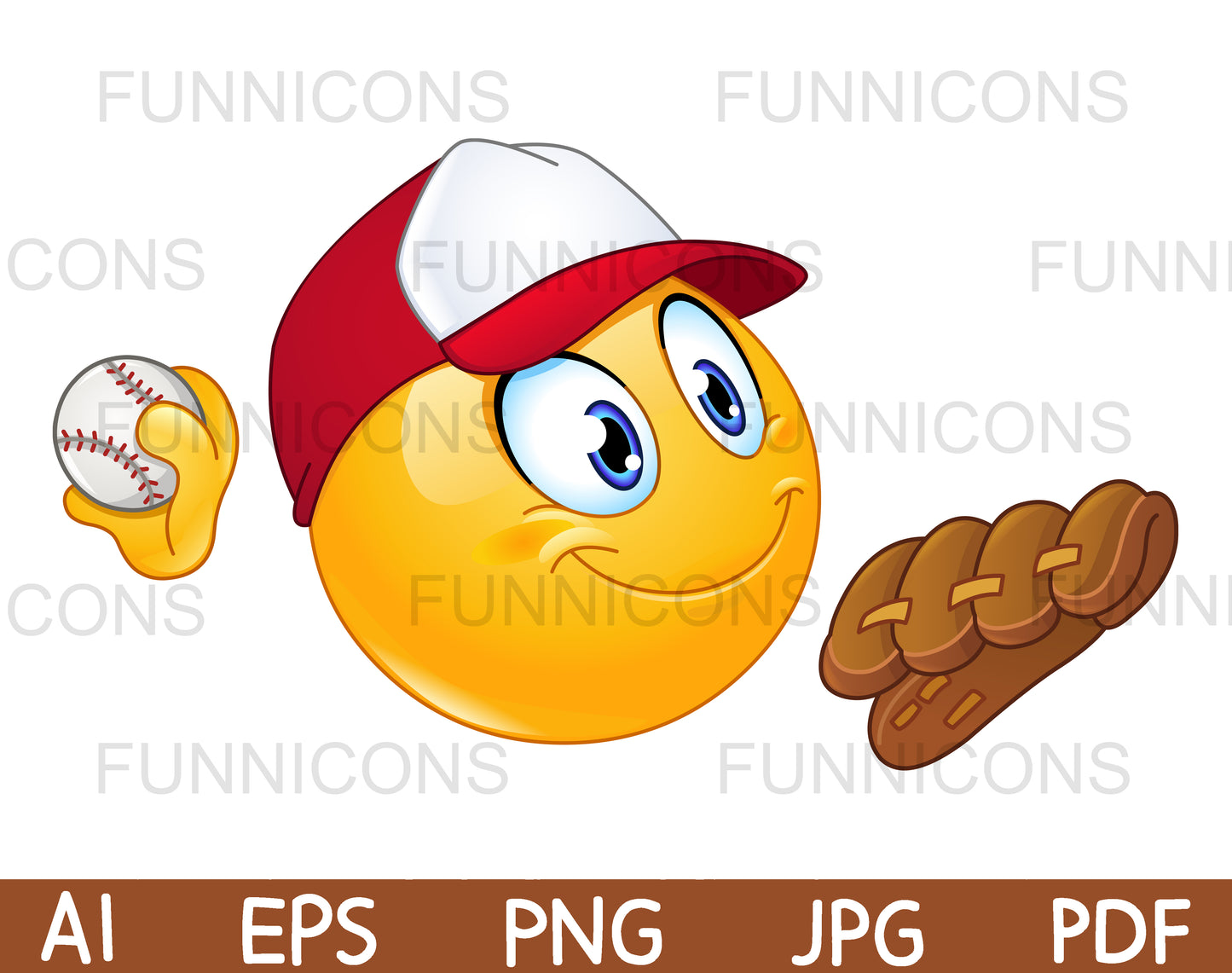 Happy Baseball Pitcher Player Emoji with Ball and Glove