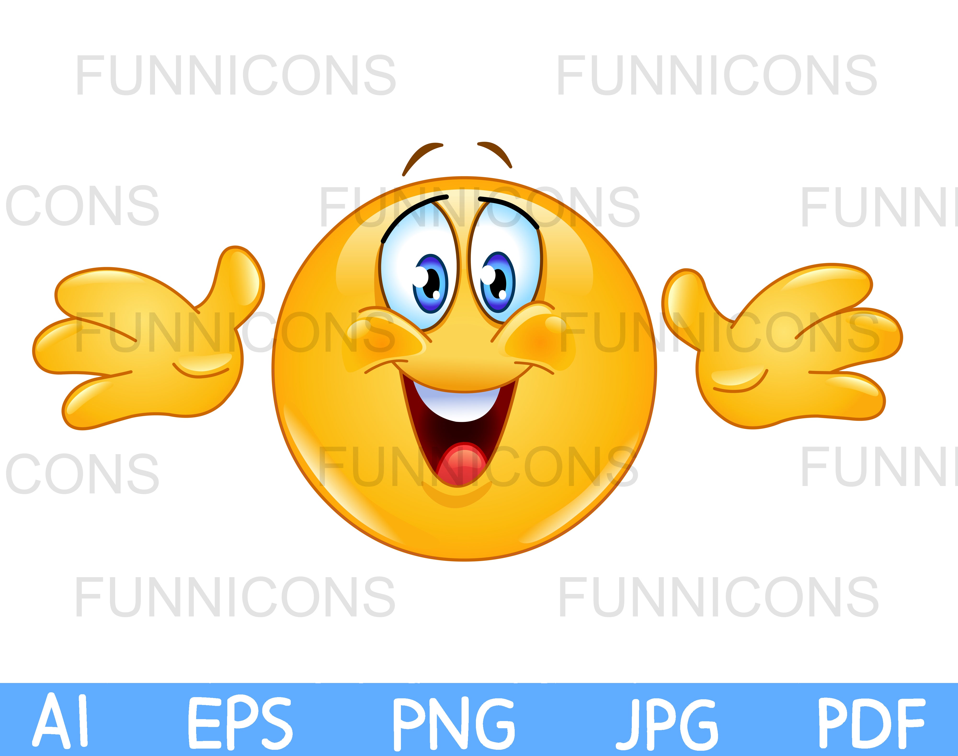 Happy Emoji Reaching out for a Hug, Vector clipart stock image.