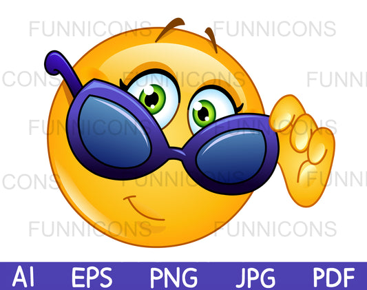 Female Emoji Looking Over Sunglasses