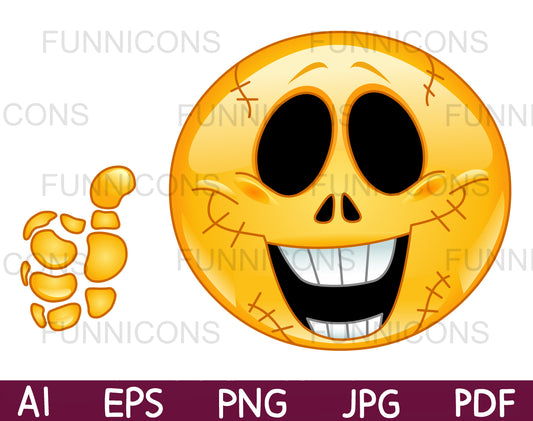 Happy Skull Emoji Showing Thumb up, Like Gesture