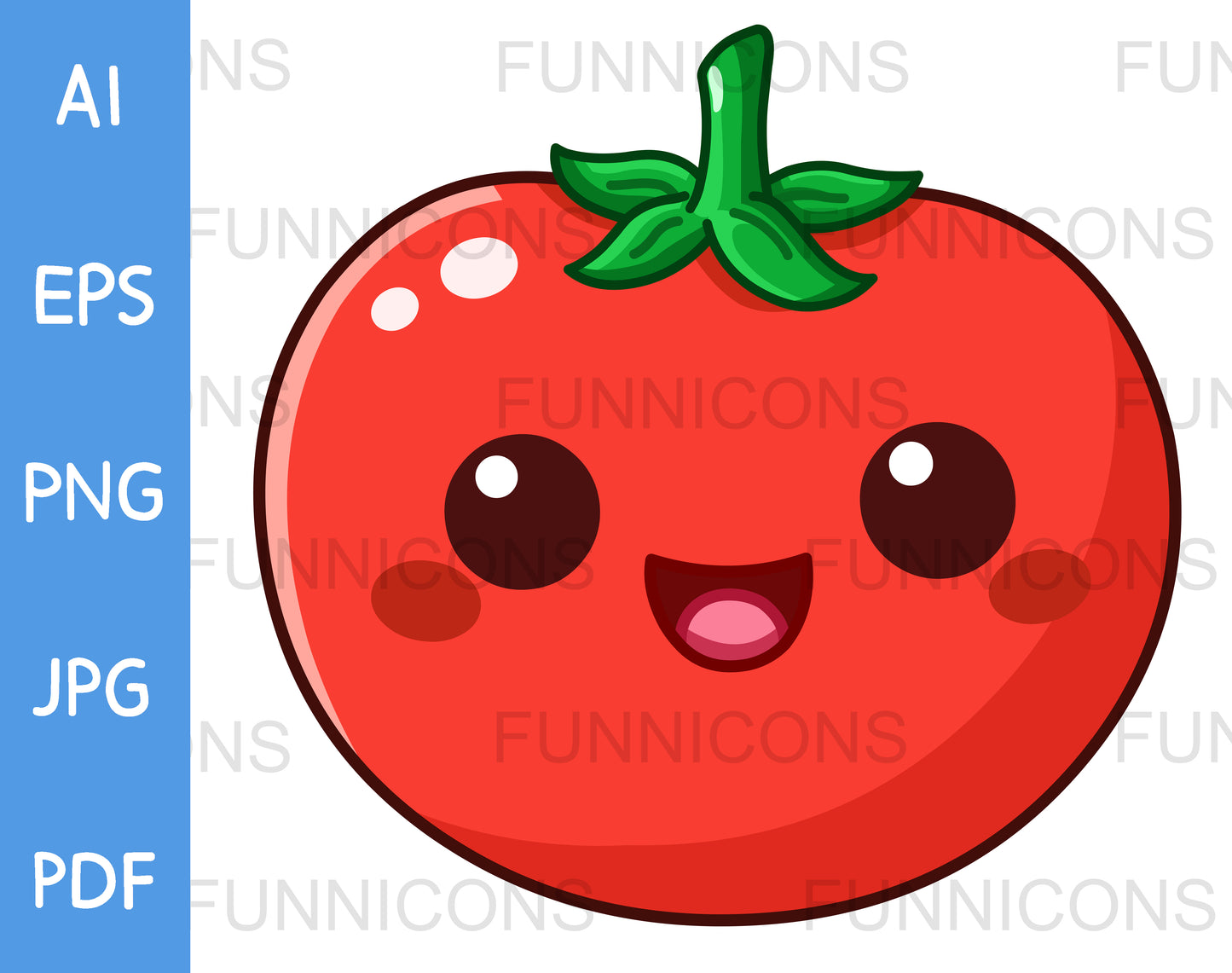 Happy Cute Tomato Character in a Kawaii Style