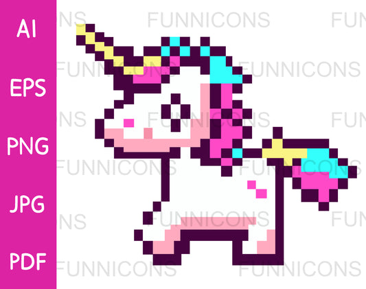 8bit Pixel Art of a Colorful Unicorn