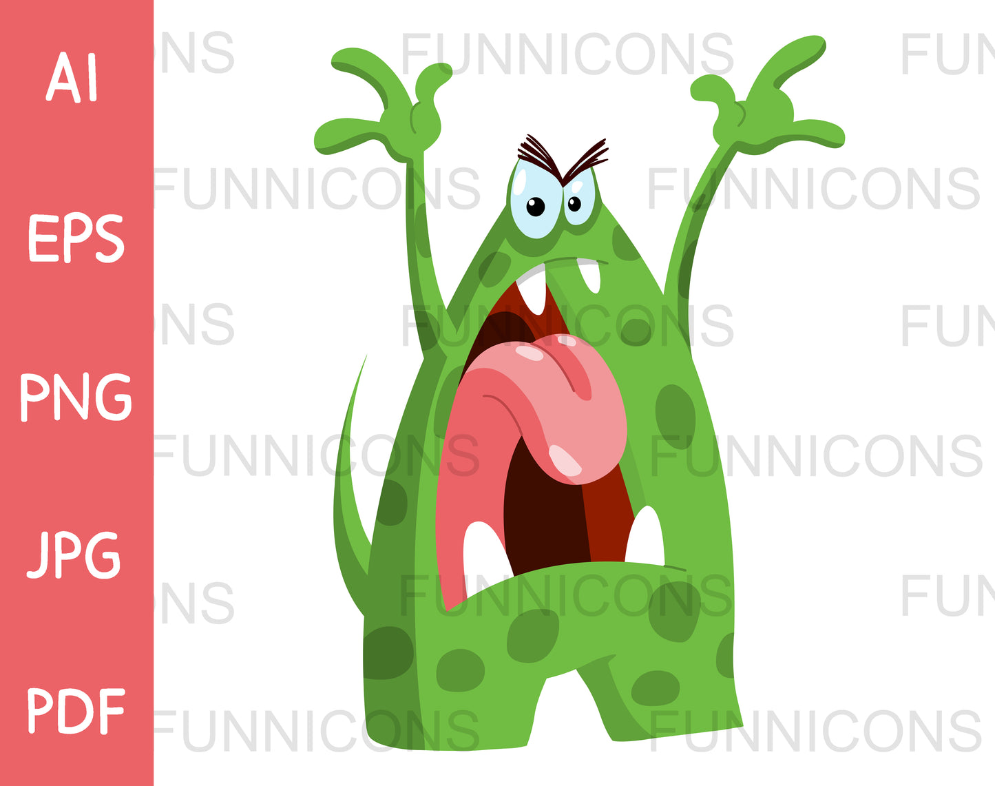 Angry Green Monster Raising it Hands and Screaming