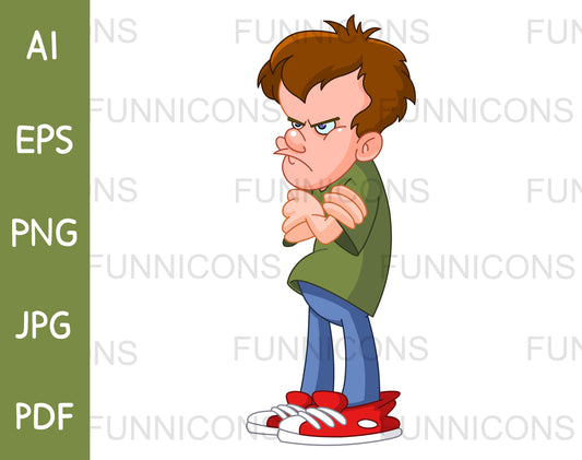 Angry Teenager, Boy or Man with Folded Arms