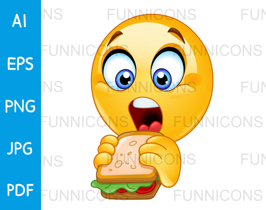 Hungry Emoji Eating a Sandwich