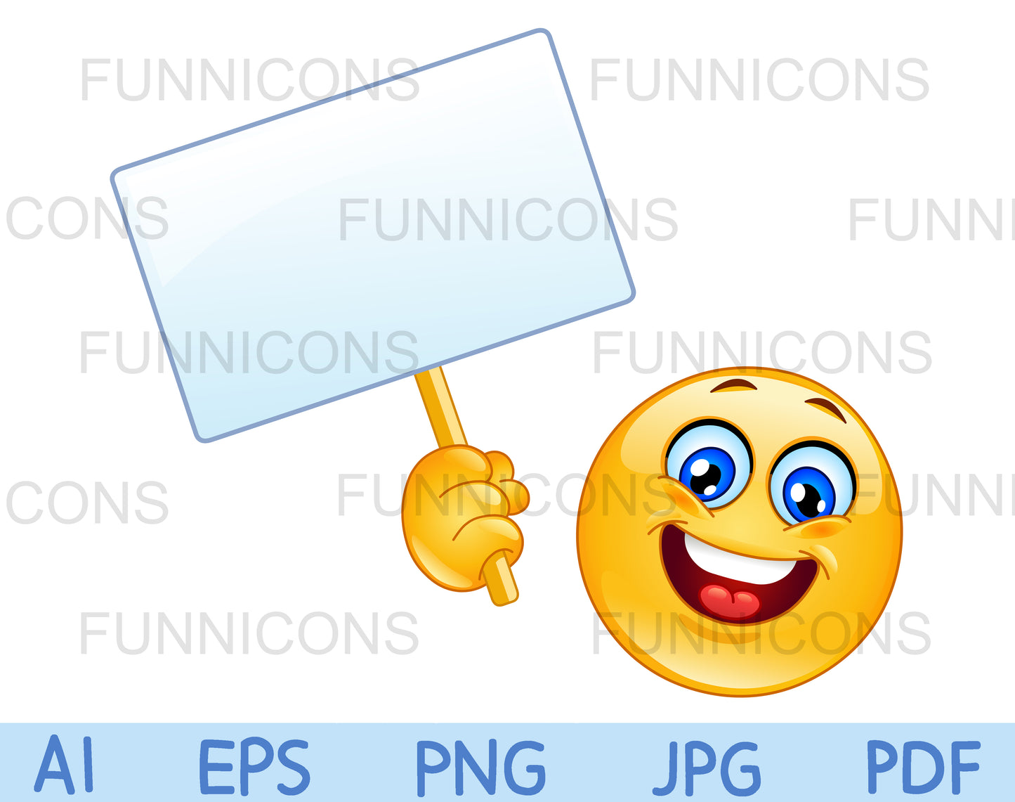 Happy Emoji Holding a Blank Sign