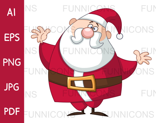 Funny and Chubby Santa Claus with Open Hands