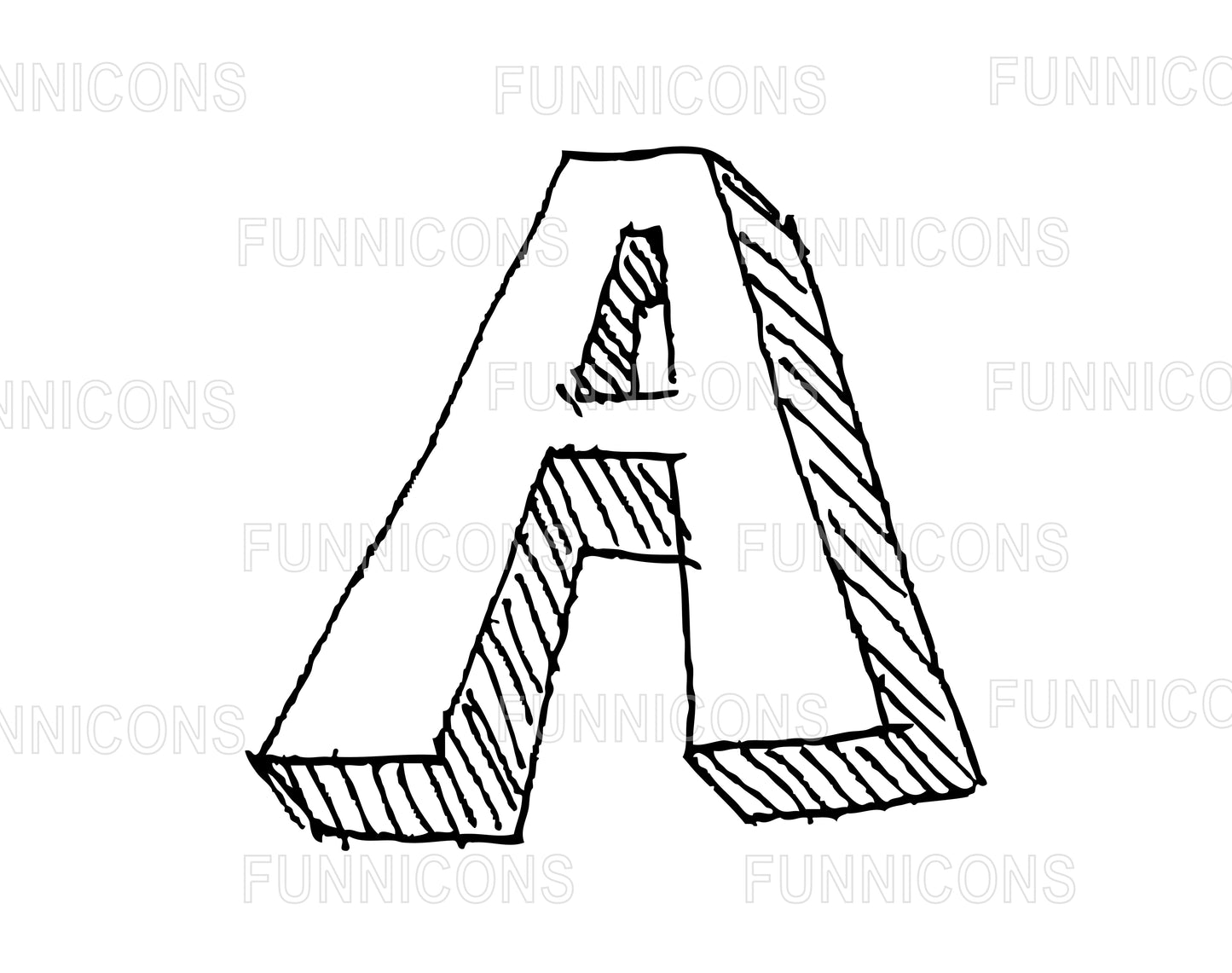 Hand Drawn Alphabet Letters Set in a 3D Style, Sketch Doodle Design.