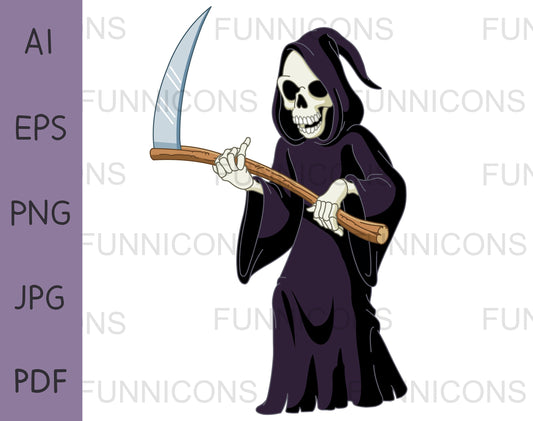Laughing Grim Reaper Holding a Scythe