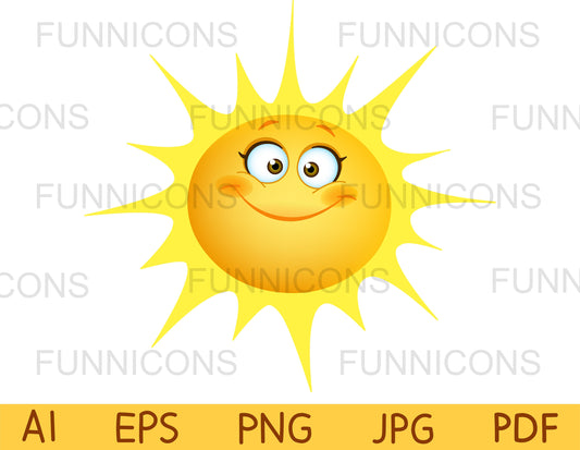 Cute and Happy Emoji Sun