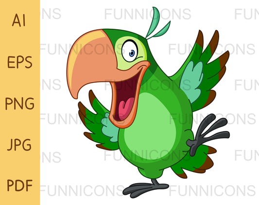 Happy Green Parrot Dancing