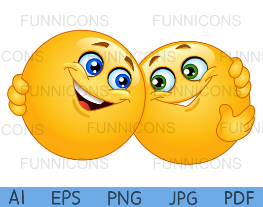 Happy Two Emojis Hugging Each Other