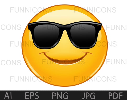 Smiling Emoji with Black Sunglasses