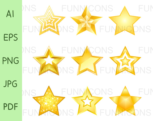 Golden Star Icon Set