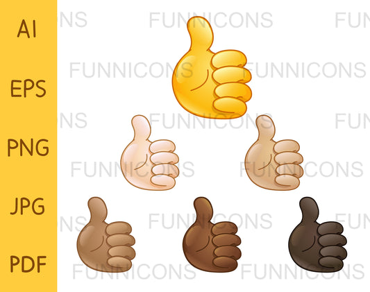 Thumb up Hand Emoji Set of Various Skin Tones