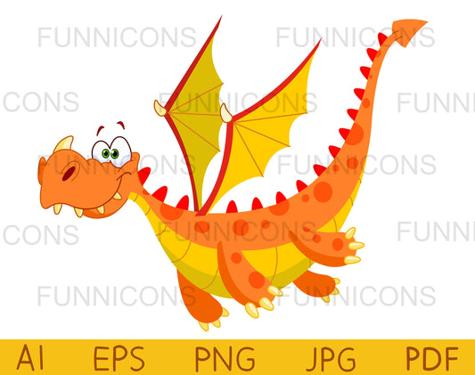 Happy Orange Dragon Flying