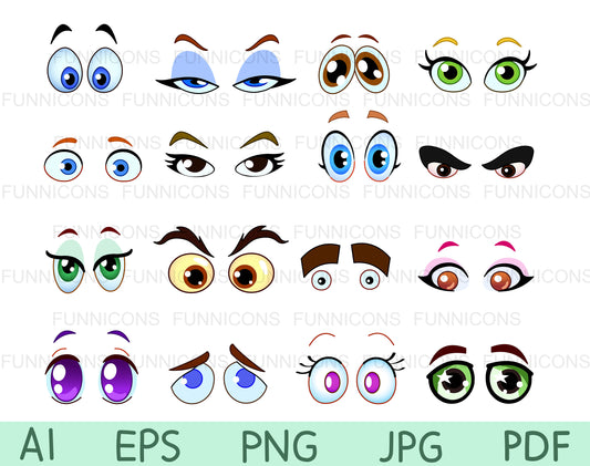 Set of Cartoon Eye Shapes and Expressions