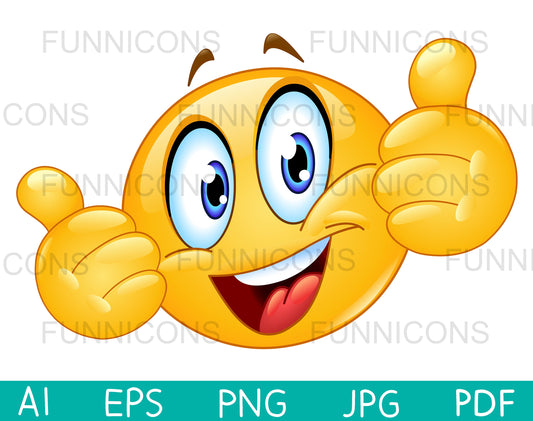 Happy Emoji Giving a Two Thumbs up, Double Like Gesture