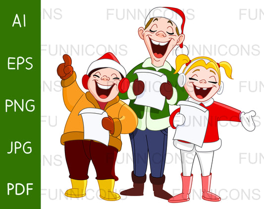 Christmas carol singing family cartoon