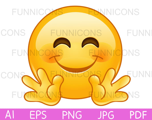 Emoji Face Smiling with Open Hands as if Giving a Hug