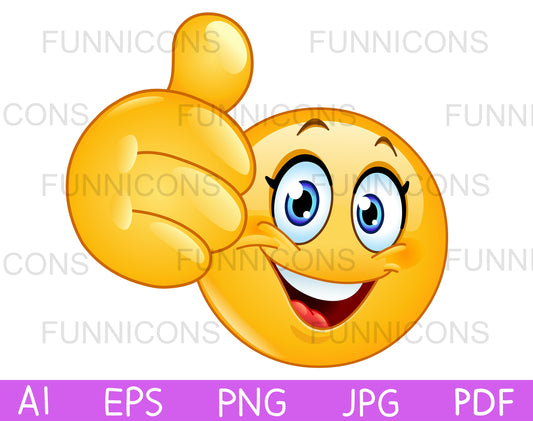 Happy Female Emoji Showing Thumb up, Like Hand Gesture