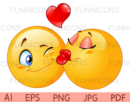 Female Emoji Kissing her Surprised Boyfriend on the Cheek