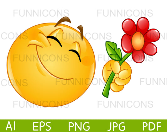 Happy Emoji Giving a Flower