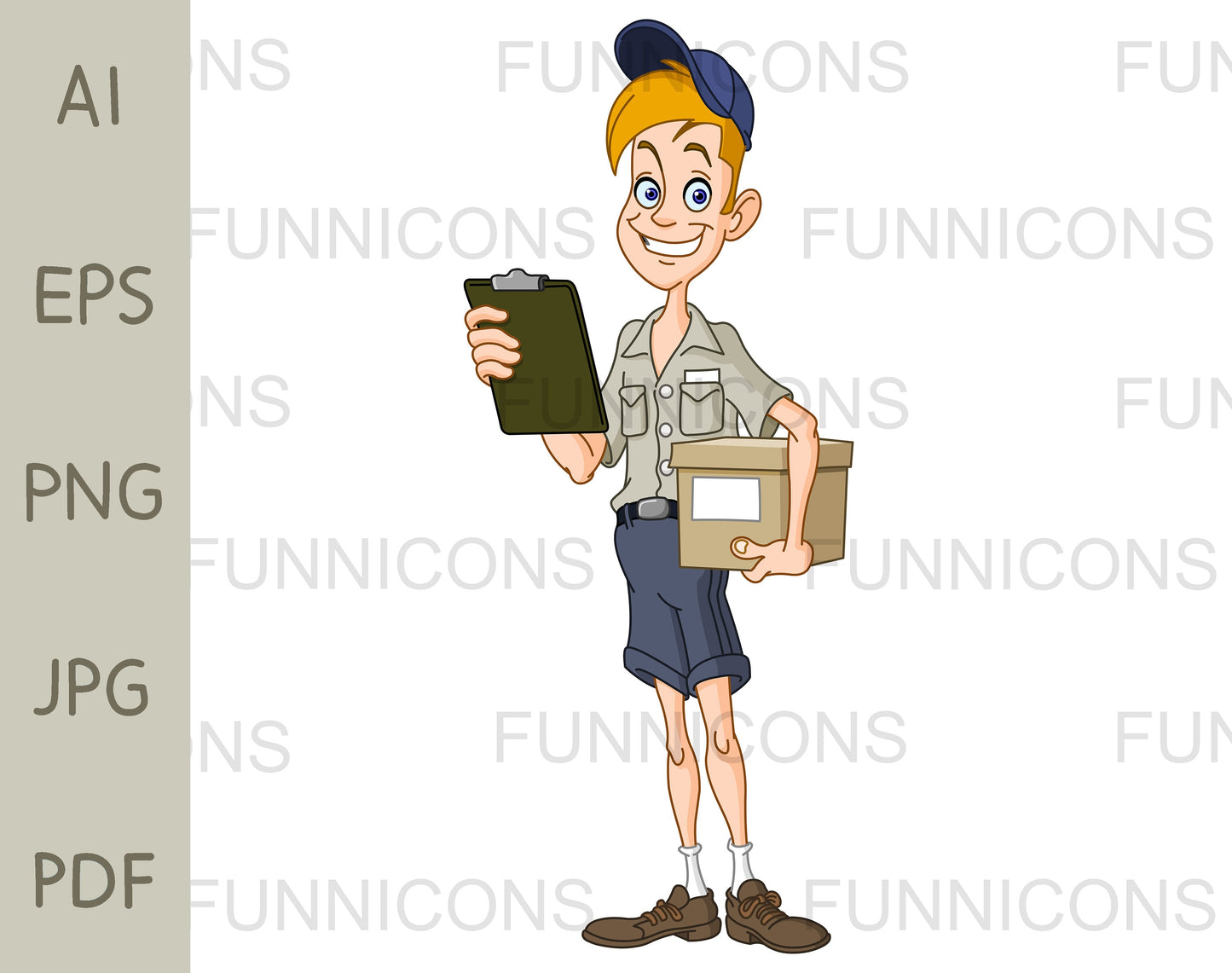 Smiling Delivery Young Man with a Parcel Package and a Clipboard