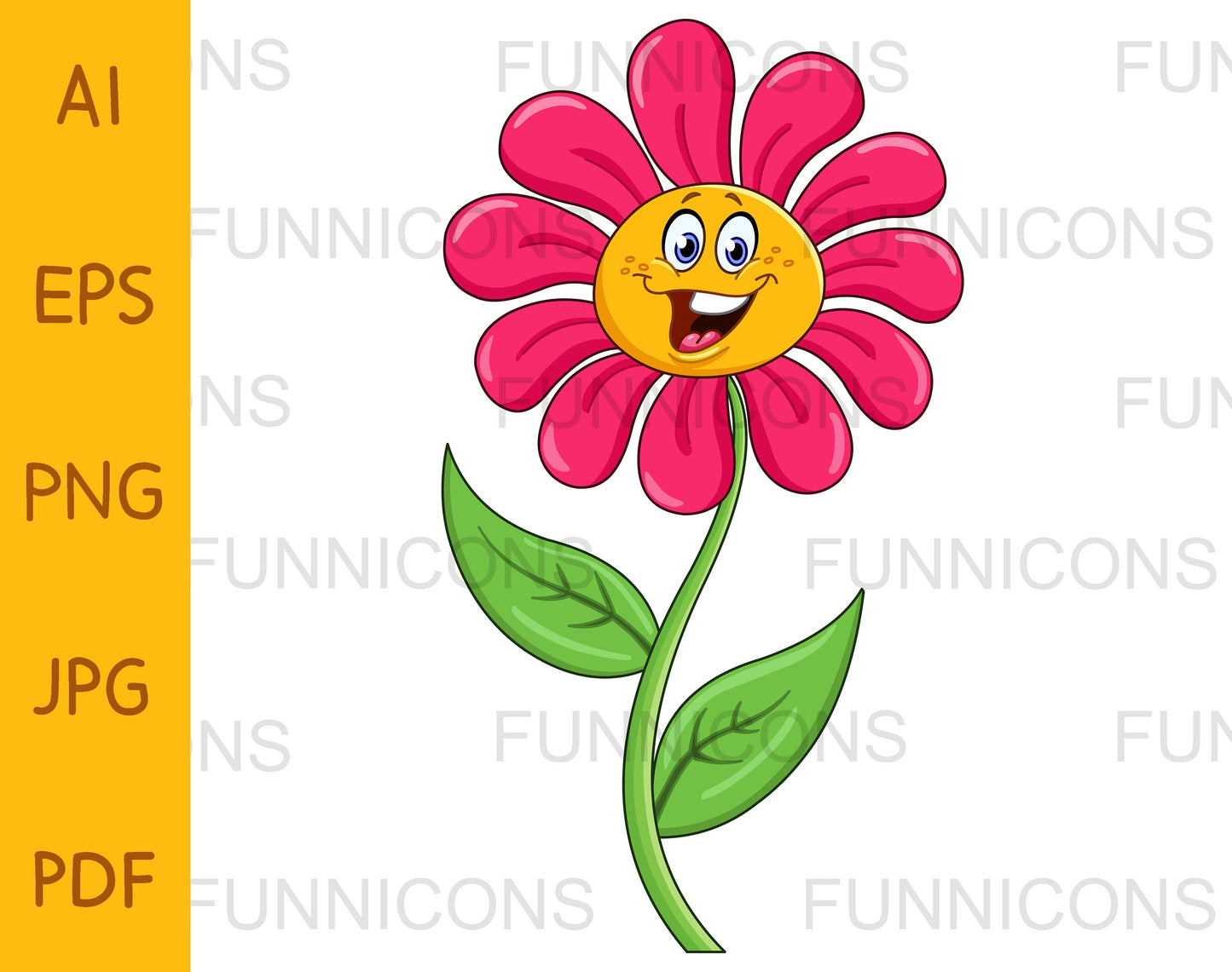 Happy Pink Cartoon Flower