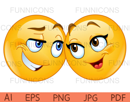 Loving Emoji Couple Cuddling