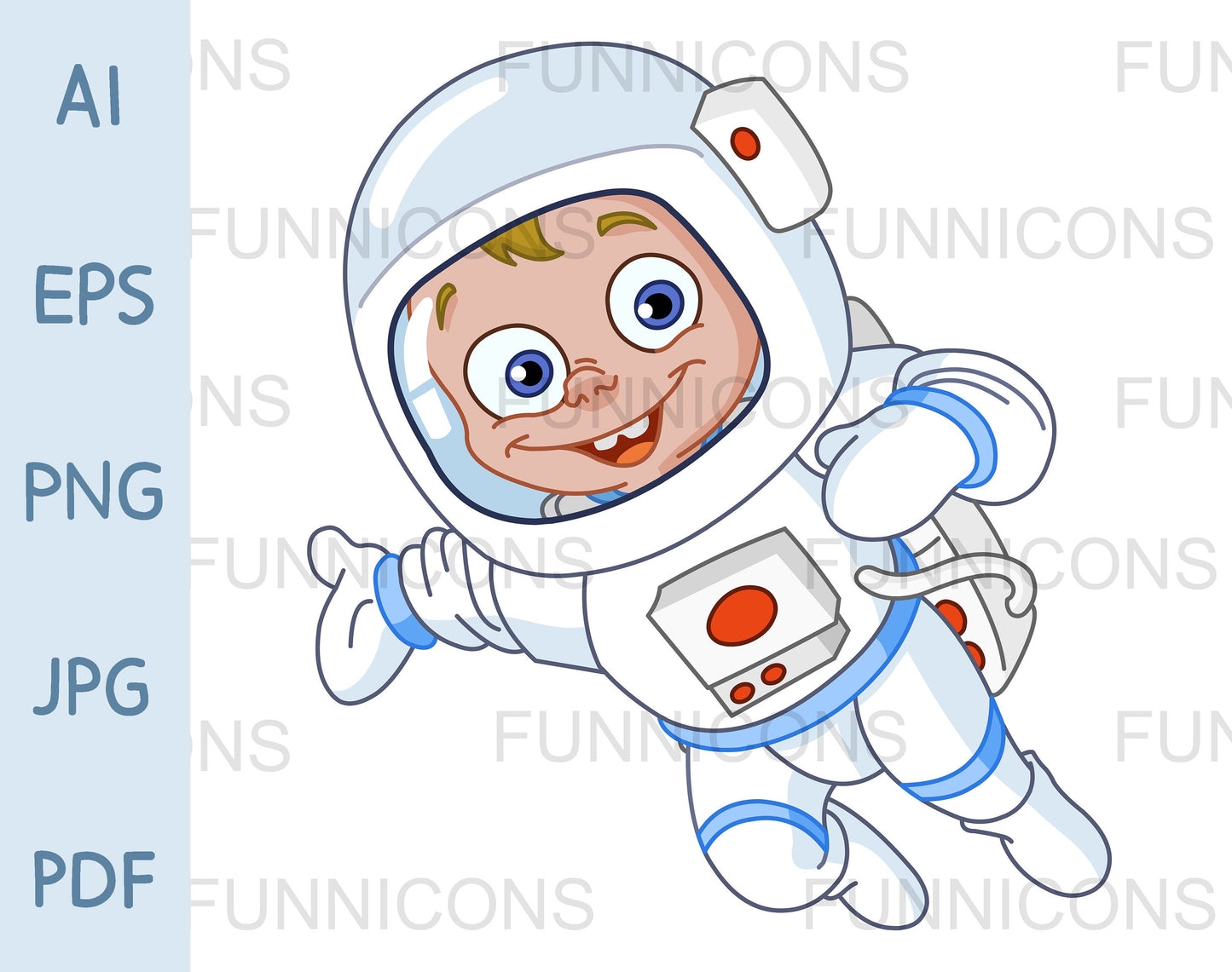 Happy Young Astronaut Kid in a Space Suit