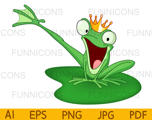 Happy Prince Frog Kicking a Leg on a Lily Pad