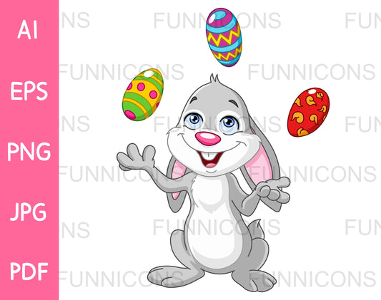 Happy Bunny Rabbit Juggling Easter Eggs