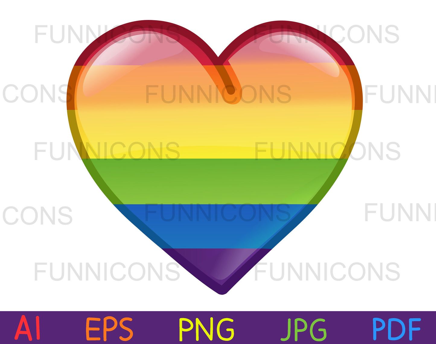 Rainbow Pride LGBT Heart Emoji Icon Design