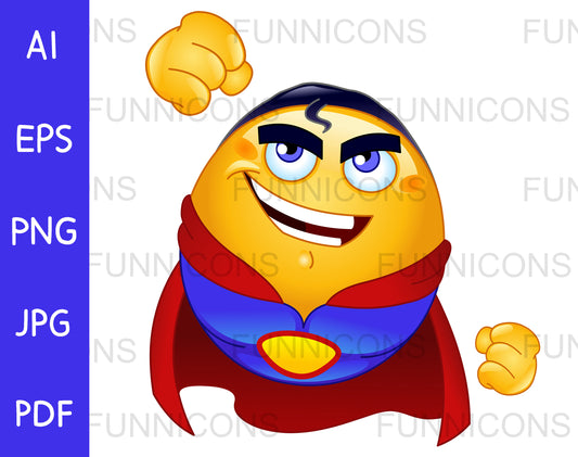 Flying Super Hero Emoji in a Red Cape