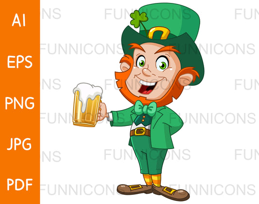 Happy St. Patrick’s Day Leprechaun Elf Holding a Beer Mug