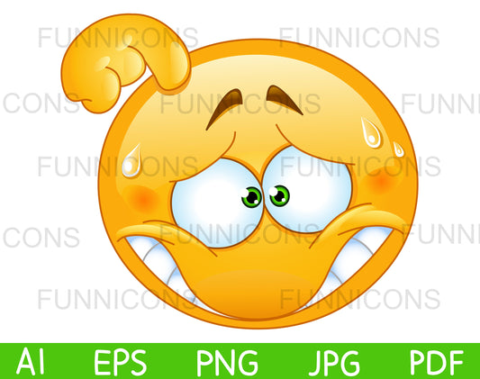 Stressed or Embarrassed Emoji Sweating and Scratching his Head