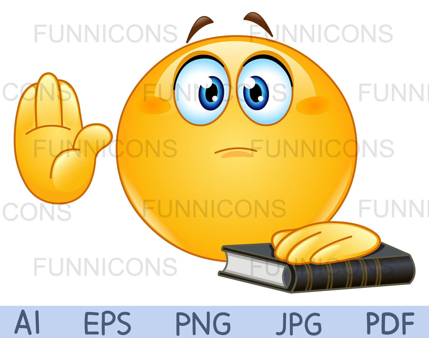 Emoji Taking Oath or Swearing, Raising his Hand and Put the Other Hand on a Holy Book