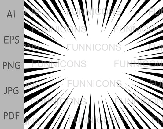 Black and White Comic Speed Radial Vortex or Explosion Background
